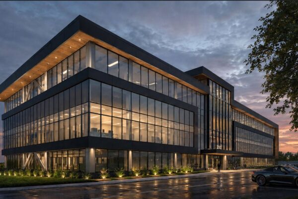 One Heartwood Place at sunset
